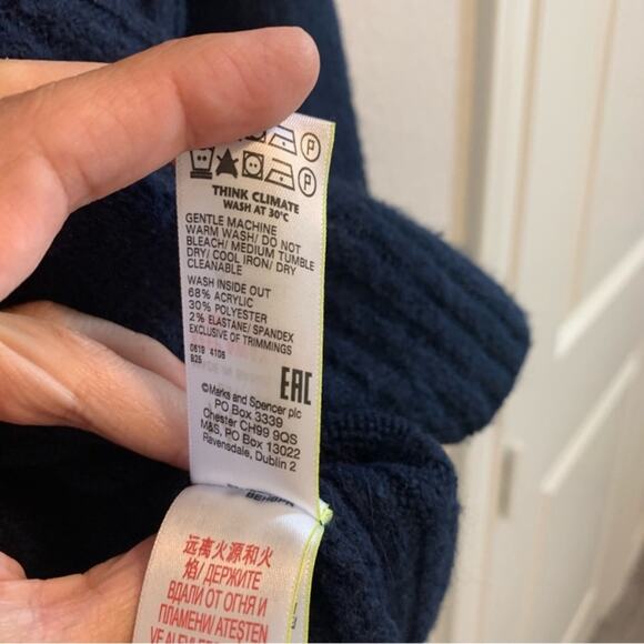 Marks & Spencer Navy Blue Crew Neck Pullover Sweater - Picture 5 of 5